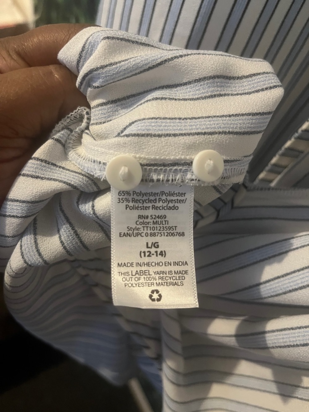 Time and Tru Blue and White Striped Long Sleeve Wrap Dress - Picture 9 of 11